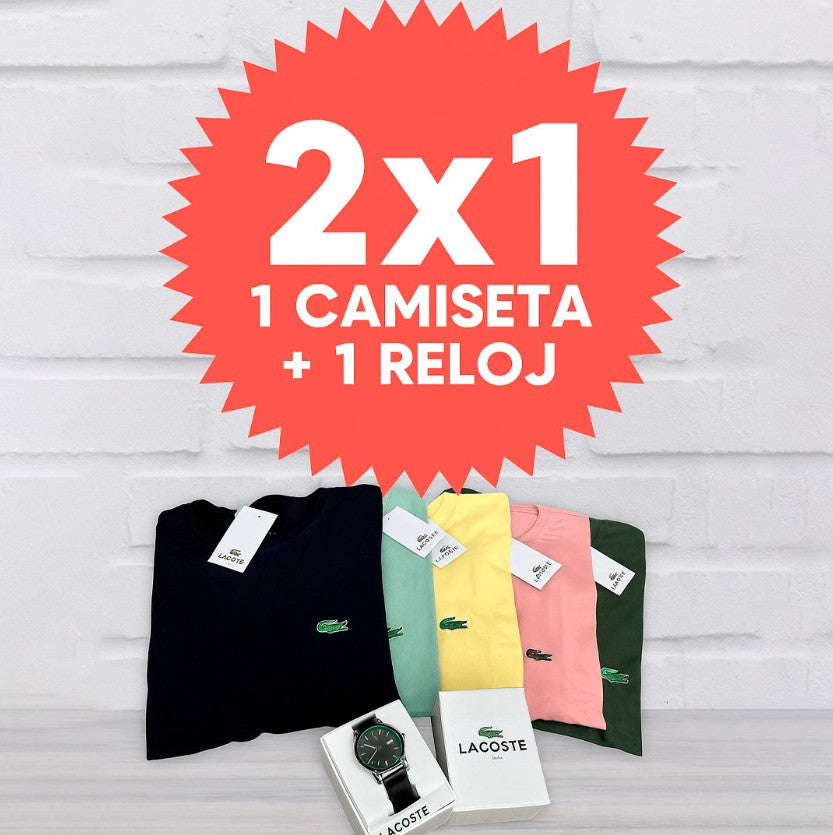 COMBO 2X1 RELOJ + CAMISETA LACOSTE